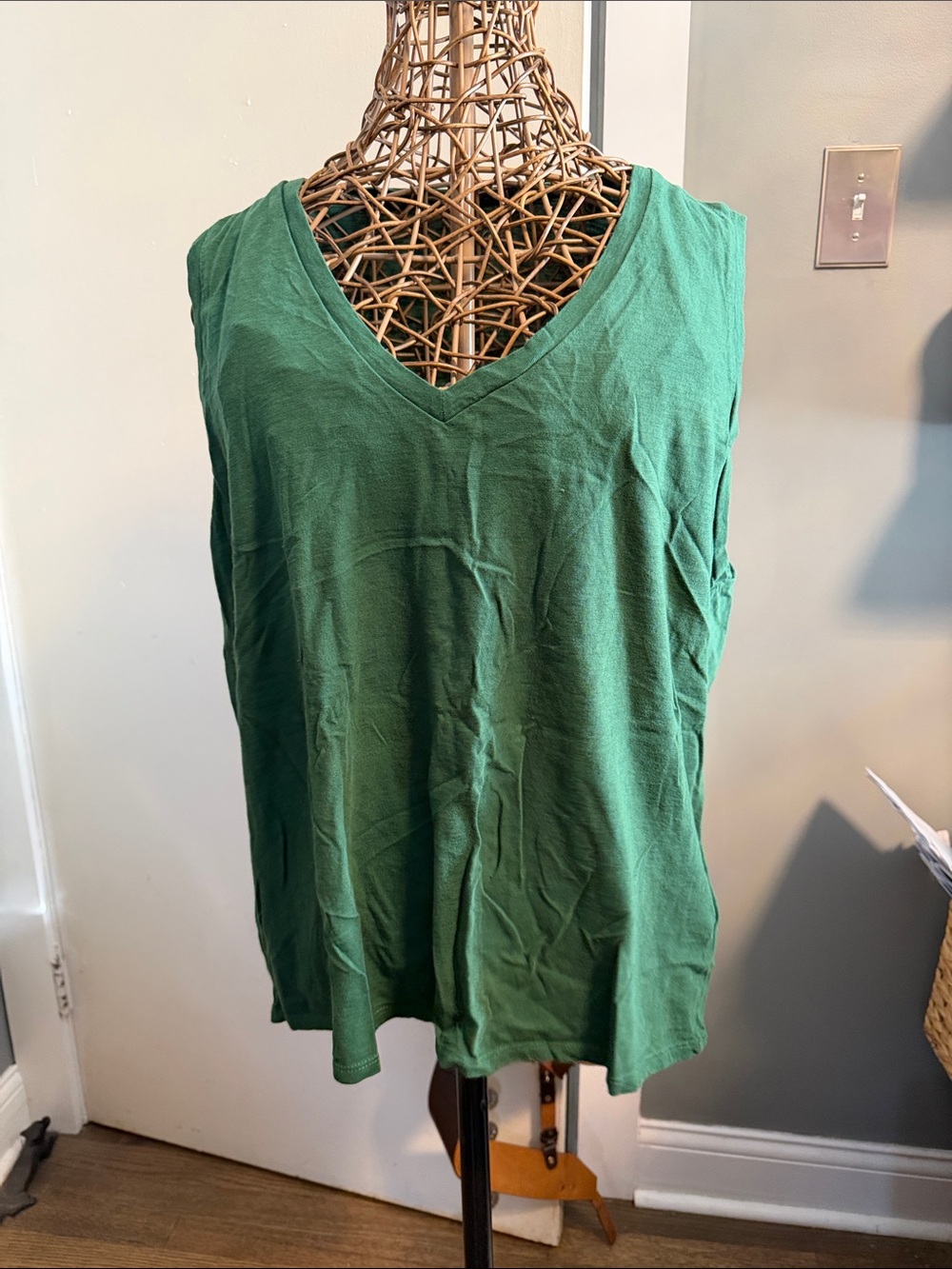 J. Crew Forest Green V-Neck Tank Top